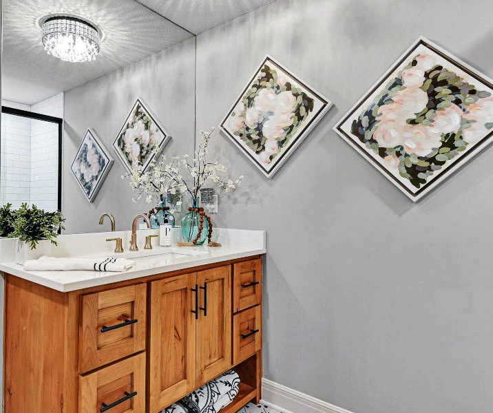 Updated bathroom with tiled shower and modern fixtures in the Kansas City metro